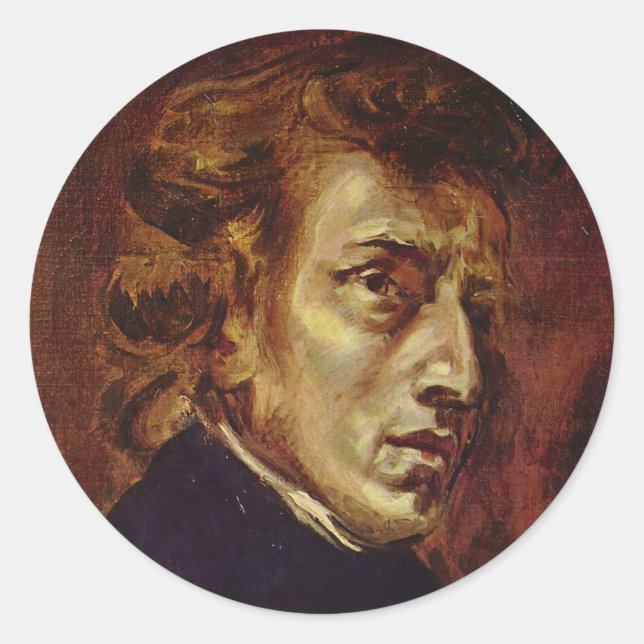 Sticker Rond Frederic Chopin Portrait par Eugene Delacroix (Devant)