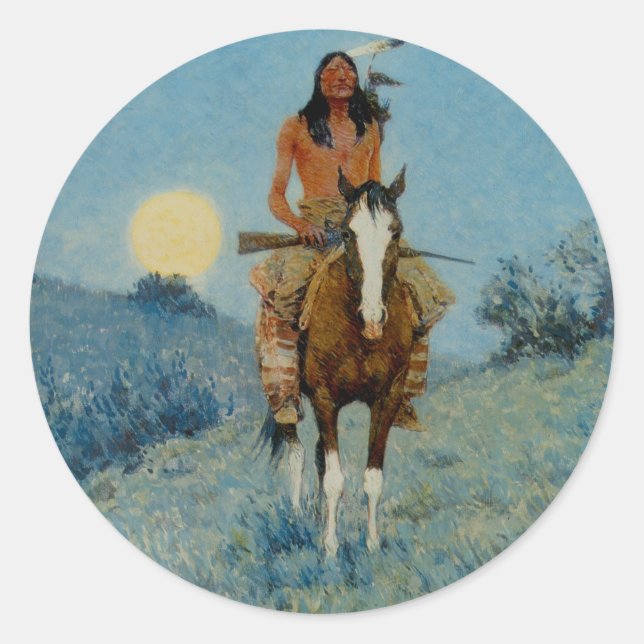 Sticker Rond Frederic Remington's The Outlier 1909 (Devant)