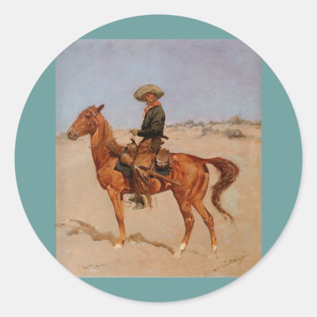 Sticker Rond Frederic Remington's The Puncher (1895) (Devant)