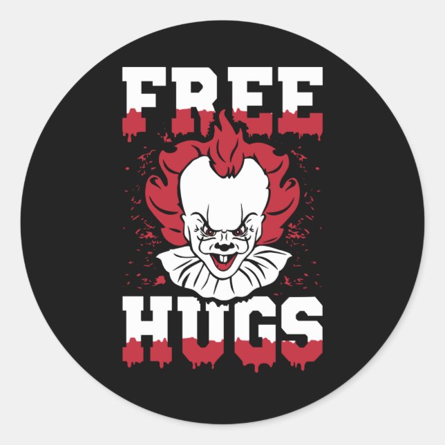 Sticker Rond Free Hugs Funny Horror Movie (Devant)