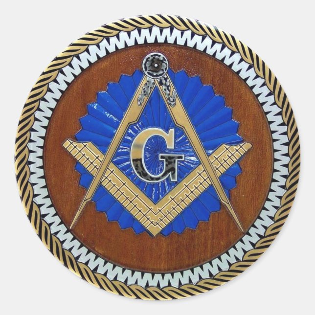 Sticker Rond freemason NWO conspiration carré & boussole (Devant)