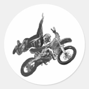 Sticker Rond Freestyle avec moto de saleté