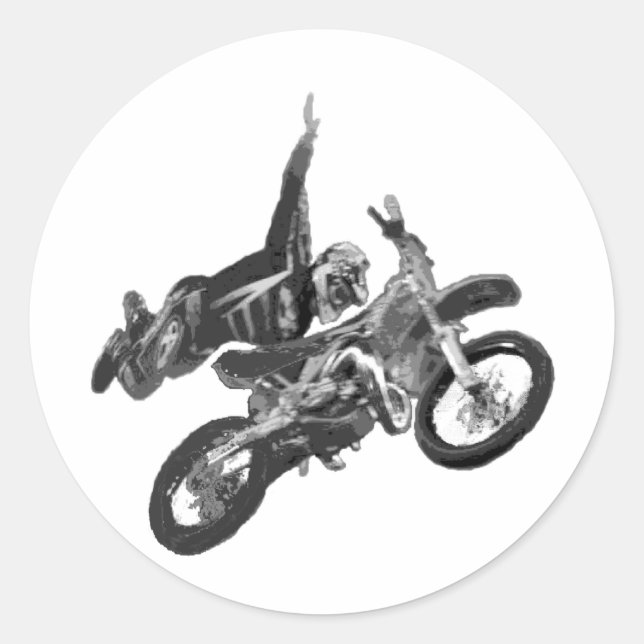 Sticker Rond Freestyle avec moto de saleté (Devant)