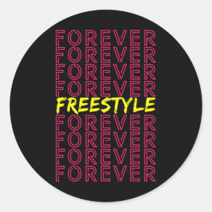 Sticker Rond Freestyle Forever 80s Retro Concert Party Vintage