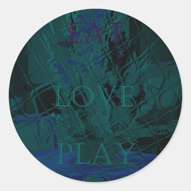 Sticker Rond French Blue Love Mange Jouer Couleurs de fleurs po (Devant)