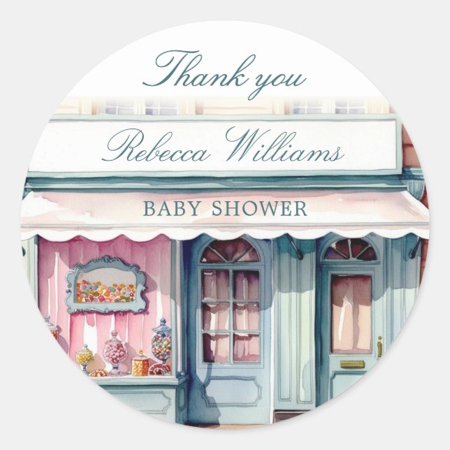 Sticker Rond French Boutique Baby shower Bonjour Bebe (Devant)