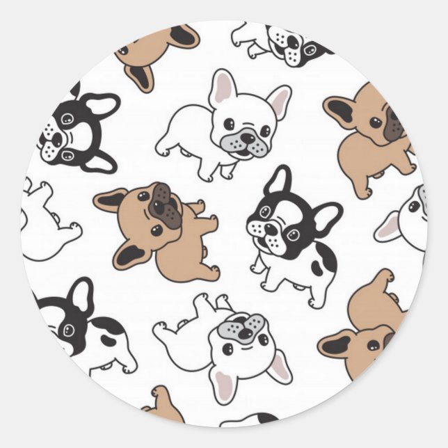 Sticker Rond French Bulldog, Accessoires Français (Devant)