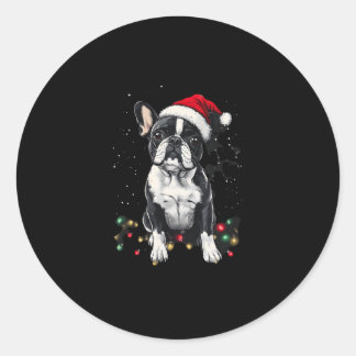 Sticker Rond French Bulldog Christmas Lights Xmas Dogs Gifts Me