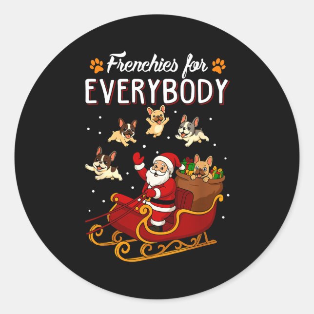 Sticker Rond French Bulldog Dog Mom Men Women Kids Funny Christ (Devant)