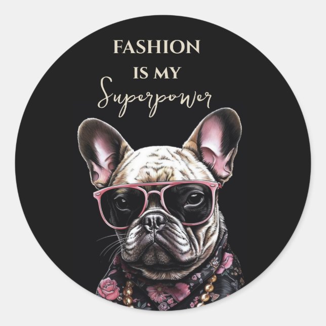 Sticker Rond French Bulldog en lunettes de soleil Hawaii shirt  (Devant)