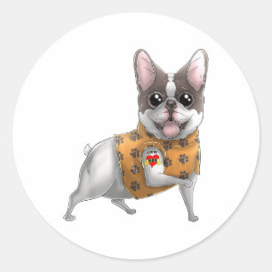 Sticker Rond French Bulldog I Love Maman Tattoo Chien Chemise M