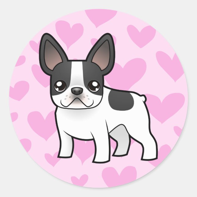 Sticker Rond French Bulldog Love (Devant)
