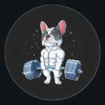 Sticker Rond French Bulldog Poids Funny Deadlift Gym<br><div class="desc">Don de chien | French Bulldog Poids Funny Deadlifts Men Ness Gym. Cadeau pour amoureux de Bulldog,  offrez un cadeau pour amoureux de Bulldog,  il les aidera à se sentir heureux!</div>