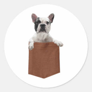Sticker Rond French Bulldog Pour Amoureux de les chiens Pocket