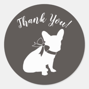 Sticker Rond French Bulldog Theme Party - Baby shower neutre