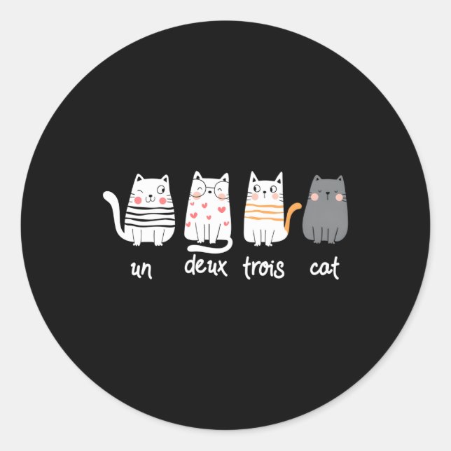 Sticker Rond French Cat Un Deux Trois Cat (Devant)