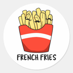 Sticker Rond French Fries Funky Fast Food Pun
