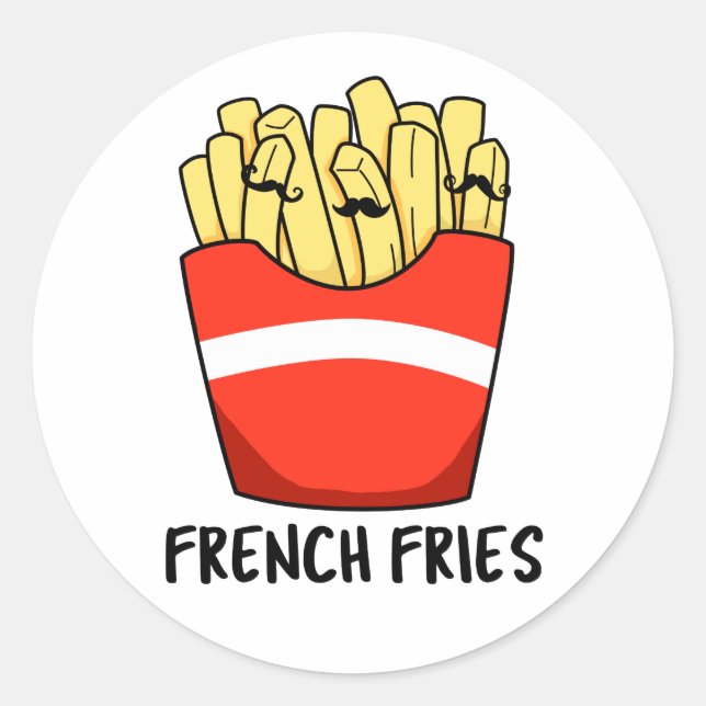 Sticker Rond French Fries Funky Fast Food Pun (Devant)