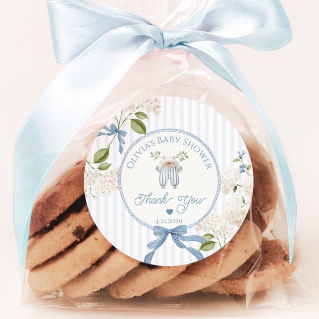 Sticker Rond French Nursery Clothesline Baby shower Thank you (Créateur téléchargé)