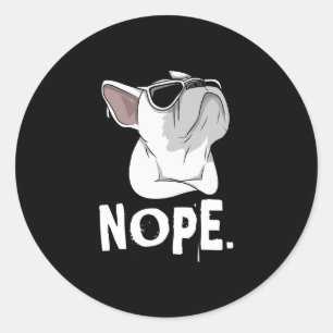 Sticker Rond French White Bulldog
