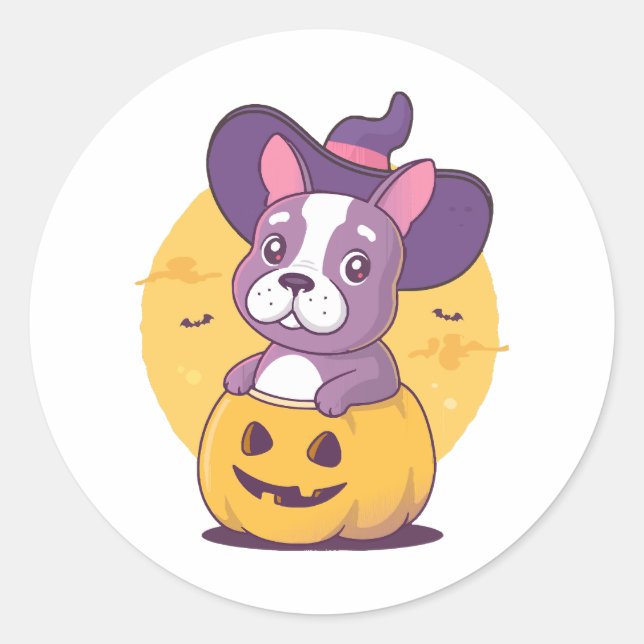 Sticker Rond Frenchie Halloween (Devant)