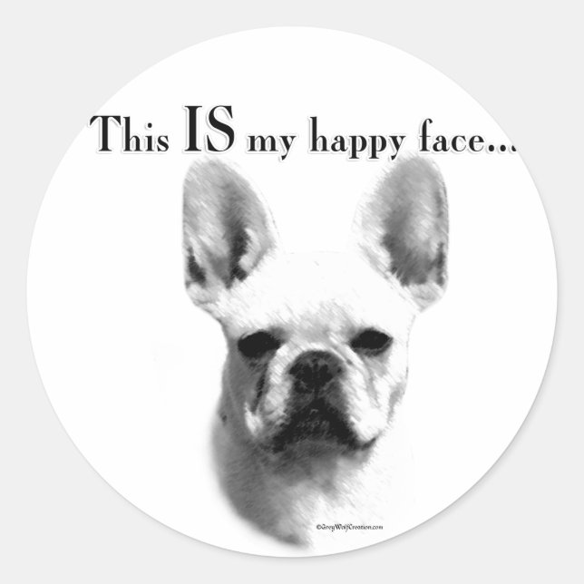 Sticker Rond Frenchie Happy Face (Devant)