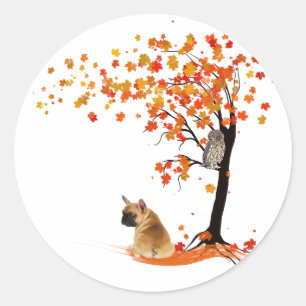 Sticker Rond Frenchie My Spirit Animaux Owl Frenchie Lovers