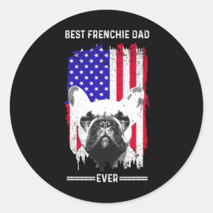 Sticker Rond Frenchie Papa Design Pour Français Bulldog Lover M