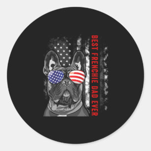 Sticker Rond Frenchie Papa Ever Papa French Bulldog Amoureux de