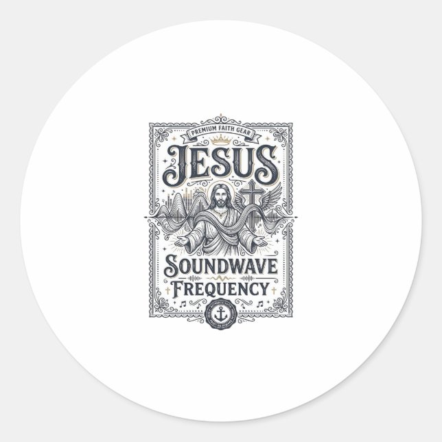 Sticker Rond Fréquence d'onde sonore de Jésus Fréquence d'onde  (Devant)
