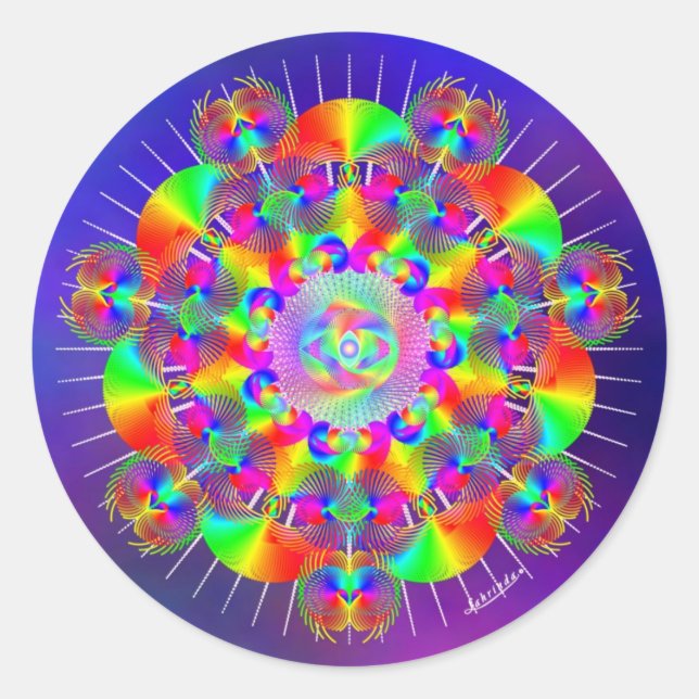 Sticker Rond Fréquences arc-en-ciel (Devant)