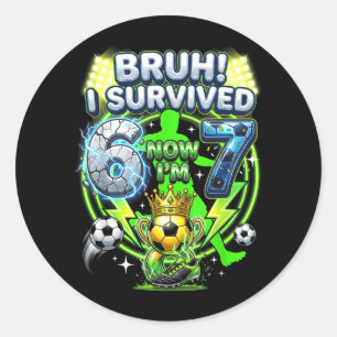 Sticker Rond Frère a survécu 6-7 8 Football Drôle 8ème Annivers