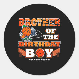 Sticker Rond Frère De L'Anniversaire Garçon Bysketbyll Joueur B