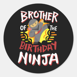 Sticker Rond Frère De L'Anniversaire Ninja Karate Enfants Anniv
