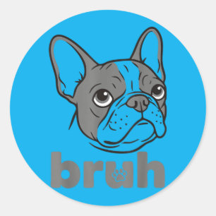 Sticker Rond Frère drôle de mème de Bouledogue Français Art pou