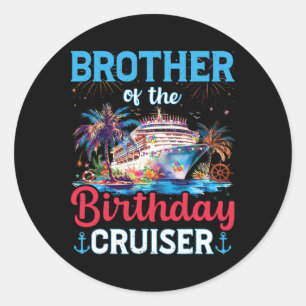 Sticker Rond Frère du bateau de croisière d'anniversaire Drôle
