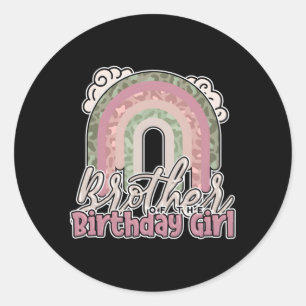 Sticker Rond Frère Du Bithday Rainbow Leopard