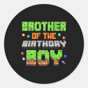 Sticker Rond Frère du garçon du Pixel Gaming anniversaire Video