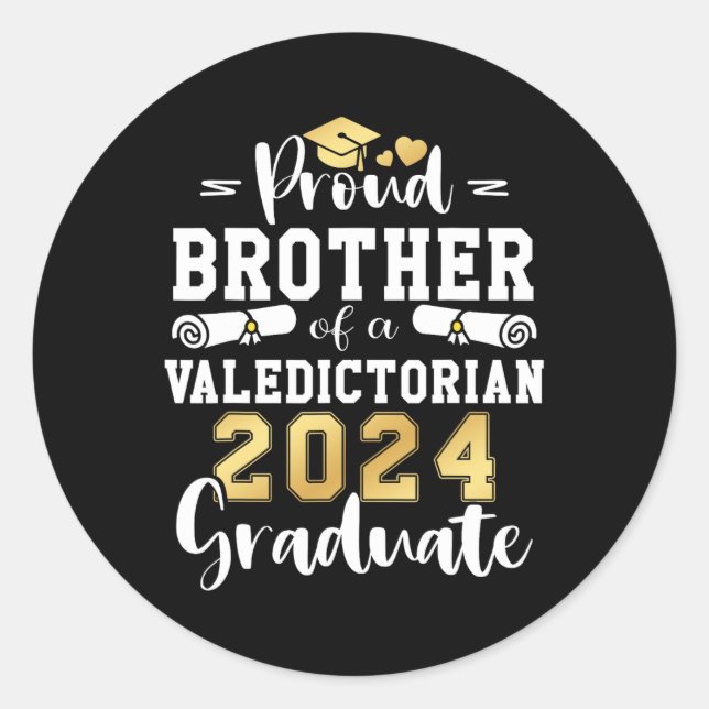 Sticker Rond Frère D'Un Diplôme Valedictorian Cl 2024 (Devant)