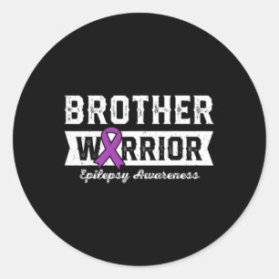 Sticker Rond Frère D'Un Guerrier Épilepsie Frère Ribbo Violet