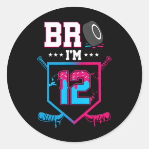 Sticker Rond Frère, j'ai 12 ans Glace de hockey qui coule 12e a