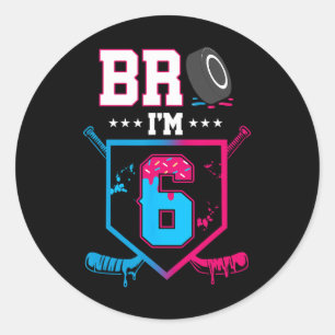 Sticker Rond Frère, j'ai 6 ans, glace de hockey qui coule 6e an