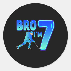 Sticker Rond Frère, j'ai 7 ans, amateur de hockey sur glace, fê