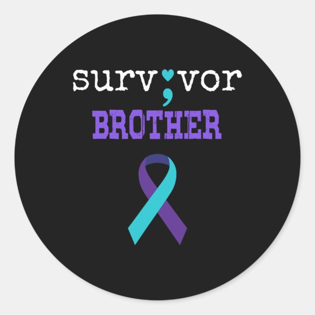 Sticker Rond Frère Survivant Semicolon Don Prévention du suicid (Devant)
