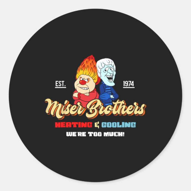 Sticker Rond Frères de chauffage et de climatisation Noël Retro (Devant)