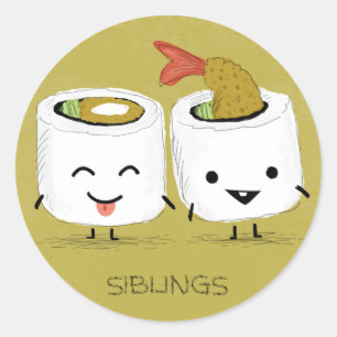 Sticker Rond Frères et sœurs de sushi