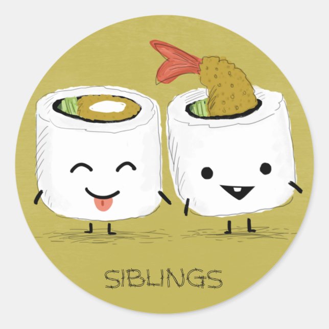 Sticker Rond Frères et sœurs de sushi (Devant)