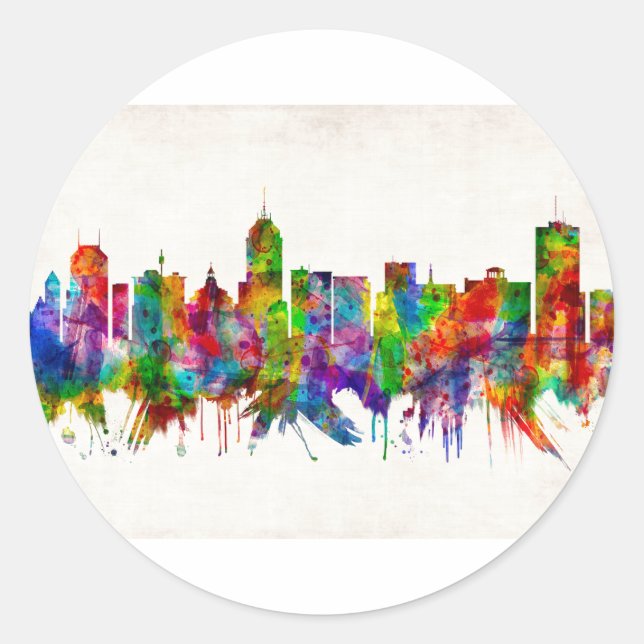 Sticker Rond Fresno California Skyline (Devant)