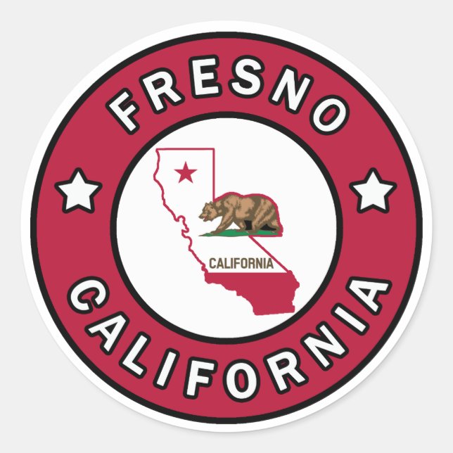 Sticker Rond Fresno Californie (Devant)