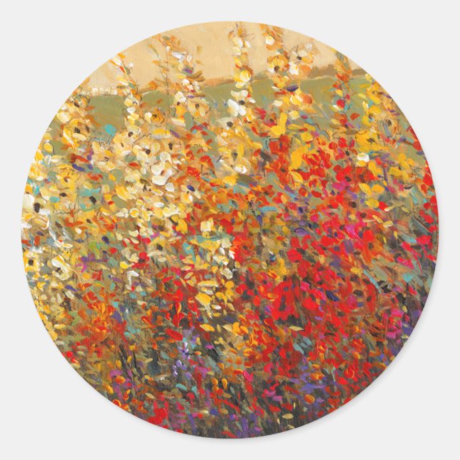 Sticker Rond Fresque du jardin lumineux des Fleurs sauvages du  (Devant)